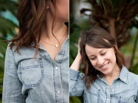NookAndSea-Sorella-Muse-Photography-The-Portraiteer-Jean-Denim-Chambray-Shirt-Top-Button-Down-Gold-Necklace-Dainty-Disk-Disc-Circle-Round-Etsy-Constant-Baubling-Beach-Waves-Hair-Ocean-Fashion-Style-Look-Outfit