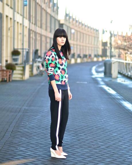 outfit track pants bright leopard kenzo sweater