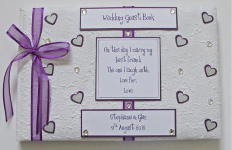 wedding guest book in purple