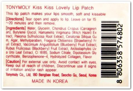 TonyMoly Kiss Kiss Lovely Lip Patch Review