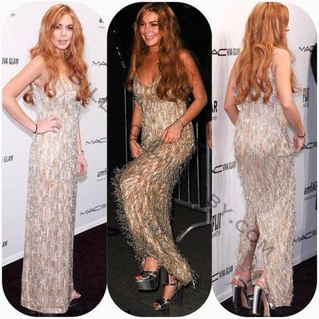 Celeb Style: Lindsay Lohan attended the amfAR New York Gala to...