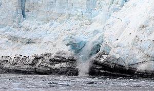 English: A chunk of ice calving off of Margeri...