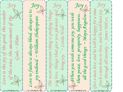 Valentine's Day Gift, Free Love Joy Printable Bookmarks