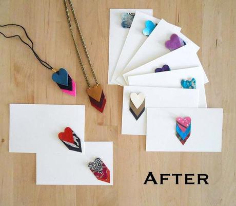 Chevron Heart Necklaces With Valentine Note Cards