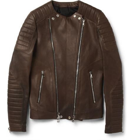 Balmain Slim-Fit Collarless Leather Biker Jacket ($4,835)