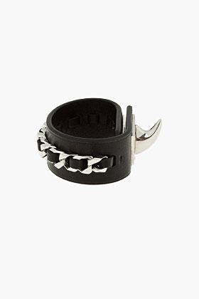 Givenchy Black Leather Sharktooth Chain Bracelet ($710)...