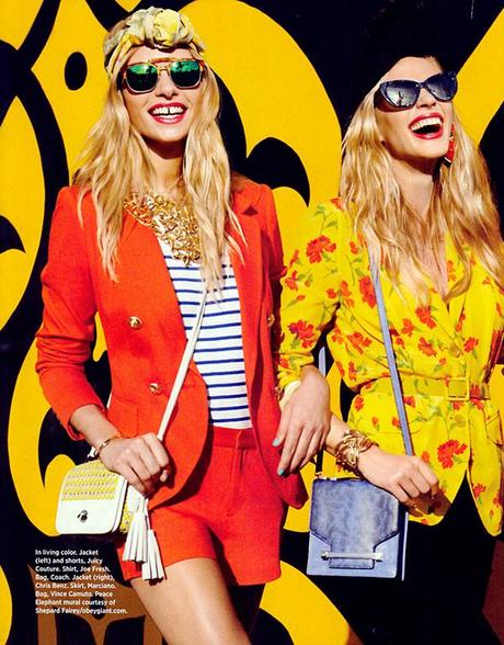 Anne Vyalitsyna and Jessica Hart for Harper's Bazaar US March issue by Tommy Ton