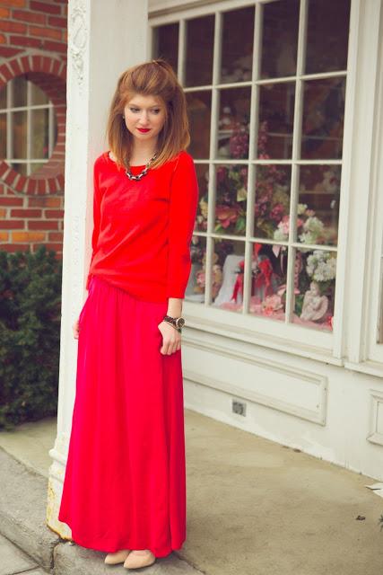 outfit: red & pink
