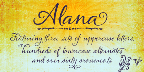 Calligraphy font Alana by Laura Worthington Calligraphy fonts by Laura Worthington, Alana font, calligraphy font, cursive font, script font, wedding font, hand lettered font, best selling font, Most Popular fonts of 2012, top selling font, fonts for invitations, fonts for weddings