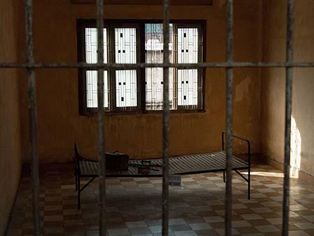 One of the large cells in Building A notice the shackles on the bed