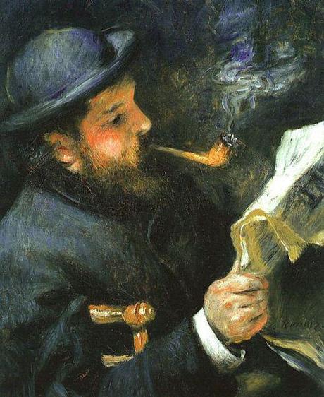 Claude Monet Reading- by Pierre August Renoir-1872 - oil on canvas
