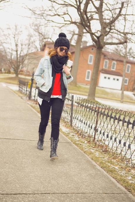 outfit: jean jacket layers