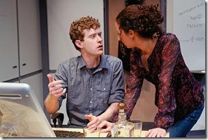 Matt Holzfeind plays Elliott and Kristina Valada-Viars is Molly in Theater Wit’s Midwest premiere of Review: Completeness (Theater Wit)