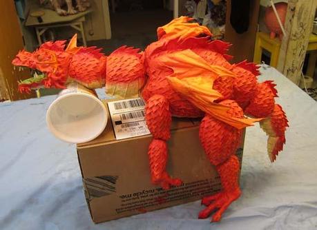 Paper Mache Dragon Marionette- Finished