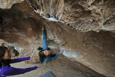 Amy showing that bouldering can be fun!
