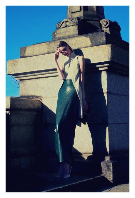 Dajana in “Hamilton Heights” by Oscar Correcher Suede Tunic Vest, Peter Hidalgo