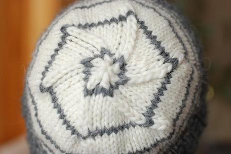 Grey and White Knit Hat Decrease