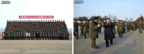 Kim Jong Un participates in a commemorative photo session after live fire artillery exercises (Photos: KCNA)