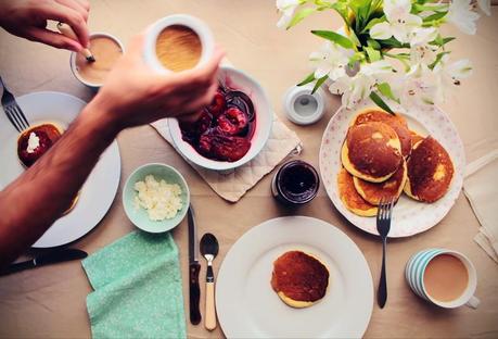 Breakfast Morning, breakfast, pancakes plus plums in balsamic syrup, waking up, delightful breakfast, aldy moyla photography, copyright