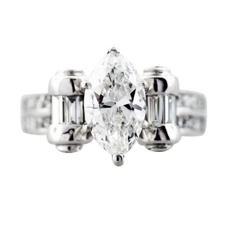 1.62 Carat Marquise Cut Diamond Engagement Ring 18K White Gold 1.62 Carat Marquise Cut Diamond Engagement Ring 18K White Gold