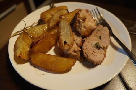 MY HOLIDAY DINNER: BALSAMIC ROSEMARY PORK TENDERLOIN WITH POTATOES AND ONIONS, LAURA VITALE'S RECIPE