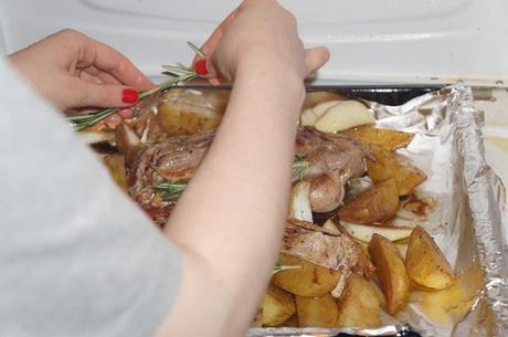 MY HOLIDAY DINNER: BALSAMIC ROSEMARY PORK TENDERLOIN WITH POTATOES AND ONIONS, LAURA VITALE'S RECIPE