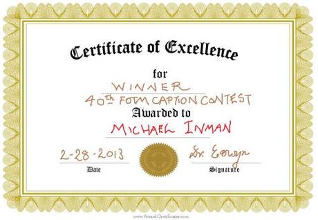 We have a winner! award certificate1