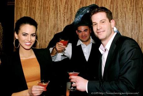 An Evening At The American Spirits Bartender Competition Event Emcee Kacie McDonnell with Stephen Diaz of 10 Arts and Ryan Lax of The Ritz Carlton Philadelphia
