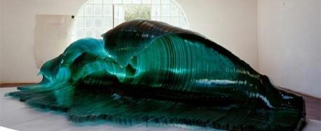 Glass and wood ocean waves by Mario Ceroli Glass and wood ocean waves by Mario Ceroli