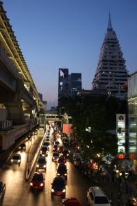 Night falls on Bangkok