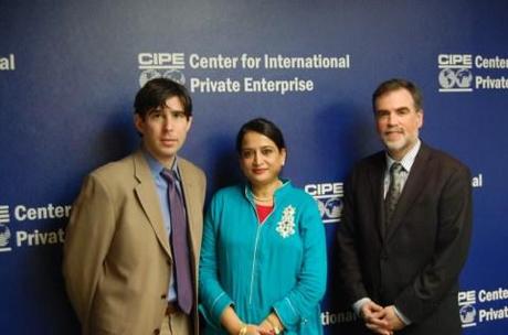 Selima Ahmad with CIPE Senior Program Officer Marc Shleifer and Regional Director Andrew Wilson.