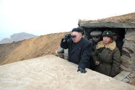 Kim Jong Un looks at a South Korean island from a military observation post on a DPRK islet in the West Sea (Yellow Sea) (Photo: Rodong Sinmun)