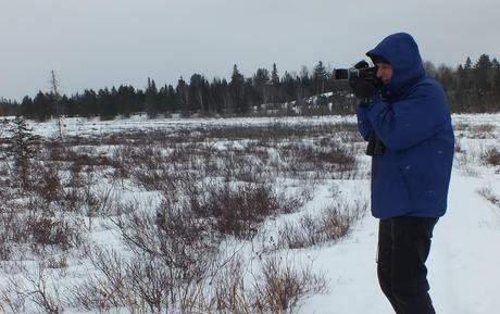 Bob takes time to film wildlife in the Spruce bog in Algonquin Provincial Park - Ontario