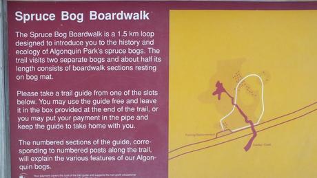 Photo of the Spruce Bog boardwalk sign in Algonquin Provincial Park - Ontario