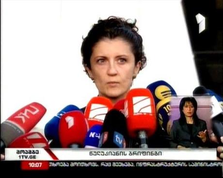 Georgia's Justice Minister Tea Tsulukiani is interviewed on Georgian television.