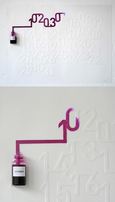 Lust List Ink Calendar- The ink is absorbed at an exact rate so that today's date will be colored.
