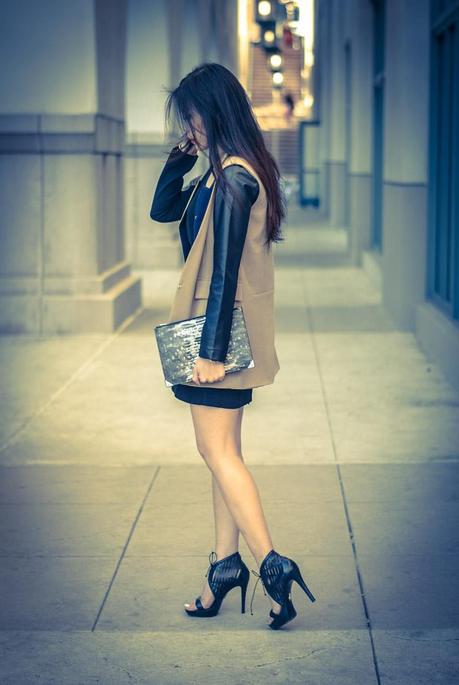 Leather Dress and Tuxedo Vest Personal Style Outfit-Self Control