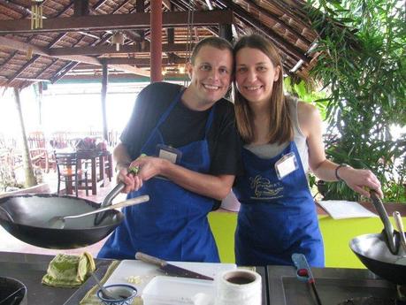Jeremy and Angie at a Cooking Class in Thailand
