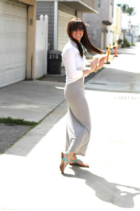 spring style inspiration: taking the maxi dress from casual to chic Sara-Bacon-Maxi-Dress-Style-Post-Striped-Fancy-Chic-Dressy-Long-Knotted-Knot-Tie-Tied-Watch-Chunky-Jewelry-Sidewalk-Street-Fashion-1