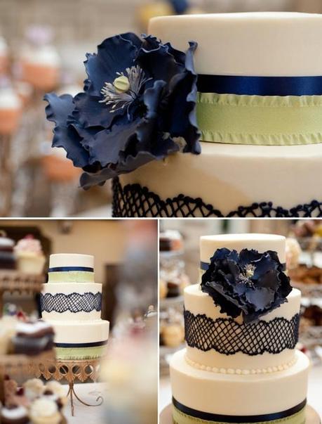 Navy and Green Wedding Cake