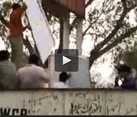 people removing PTI banners