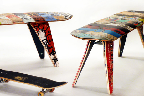 Recycled Skateboard Bench Skateboard Bench