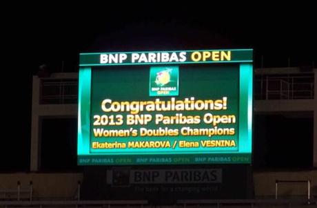 Scoreboard at Indian Wells BNP Paribas Open