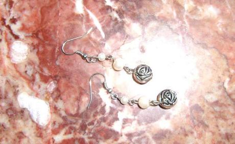 DIY silver rose necklace and earrings set