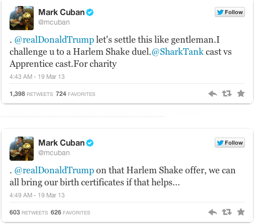 Twitter Titter: Mark Cuban Challenges Donald Trump