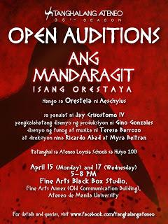 Open auditions for Tanghalang Ateneo's Ang Mandaragit: Isang Orestaya