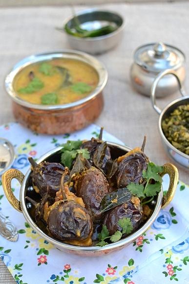 Gutti Vankaya Kura (Dry)-Stuffed Eggplants Curry