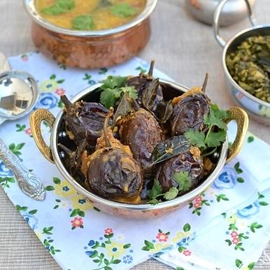 Gutti Vankaya Kura (Dry)-Stuffed Eggplants Curry