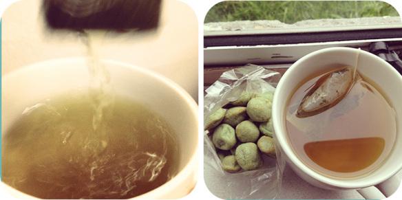 Lots of green tea (and wasabi nuts)
