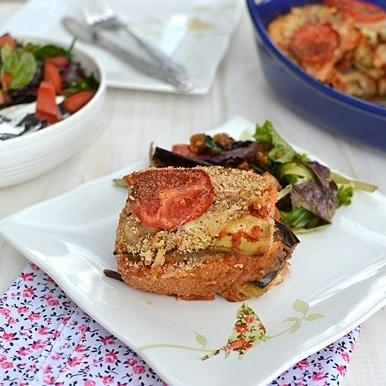 Vegetarian Bread Lasagna & Kale - Fig Salad